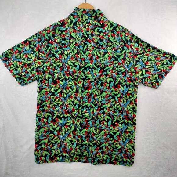 VTG OTC Hawaiian Camp Shirt Men Size XL SS Rayon Floral Tropical Parrot Bird - Picture 9 of 11